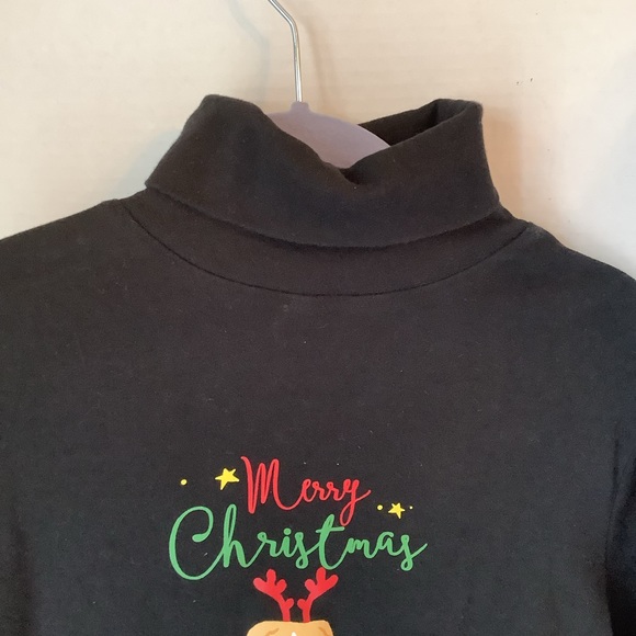 Time And Tru Merry Christmas Dog Long Sleeve Top Black Size Large - Picture 3 of 11